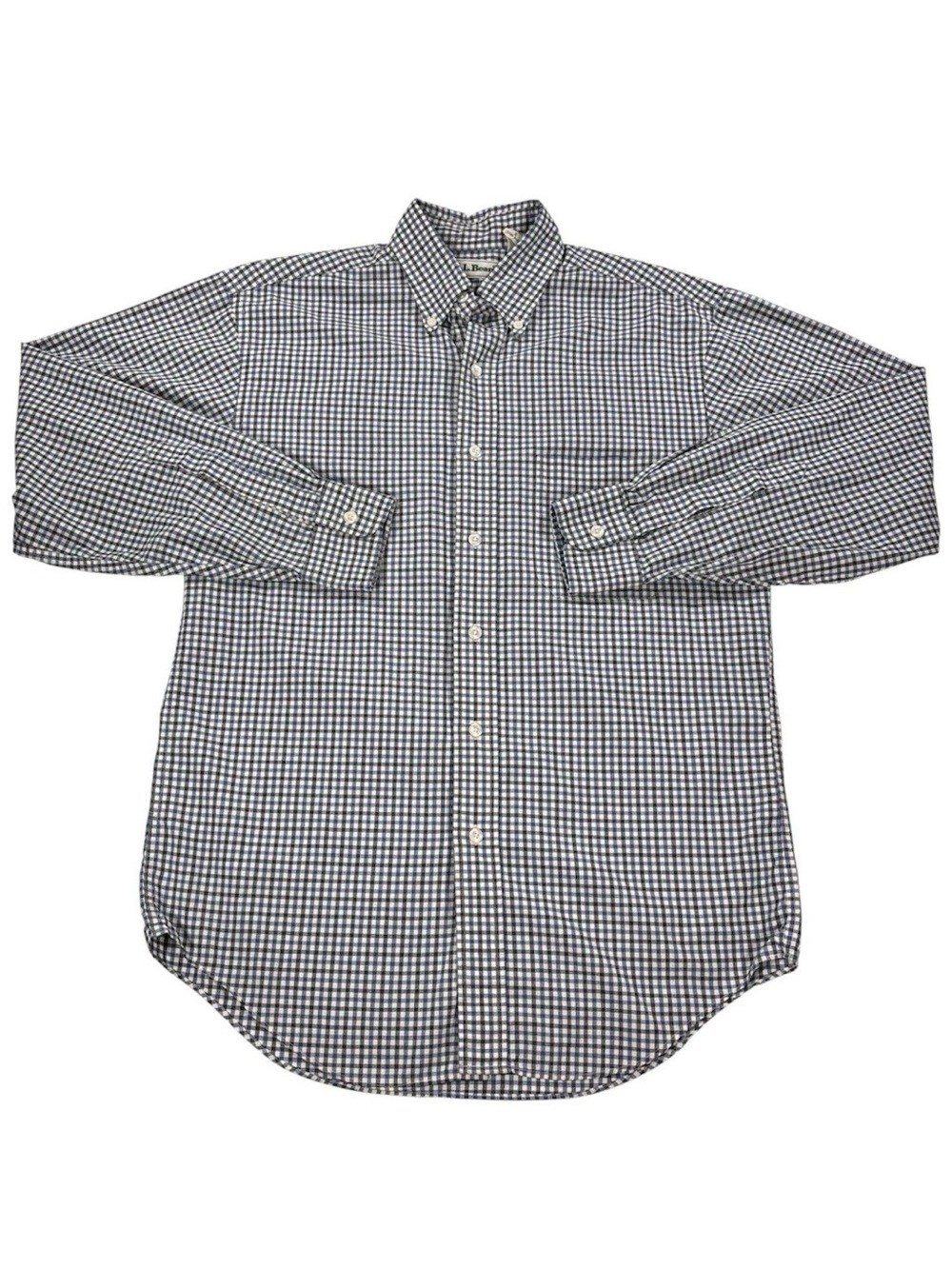 L.L. Bean Men's Blue/White Plaid Button-Down Long Sleeve Shirt Size Small